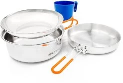 GSI Outdoors Glacier Stainless Steel Mess Kit -Camping & Hiking Sale opplanet gsi glacier stainless mess kit 1 person 68125 main